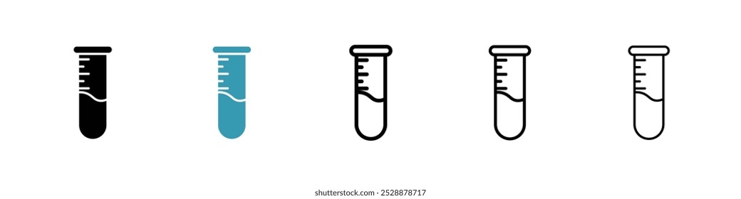 Teströhrchen-Vektorsymbol in schwarzen und blauen Farben eingestellt.