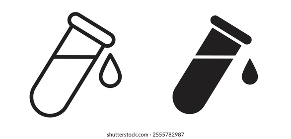 Test tube vector icon set in black color.