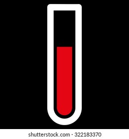 Test Tube vector icon. Style is bicolor flat symbol, red and white colors, rounded angles, black background.