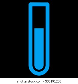 Test Tube vector icon. Style is flat symbol, blue color, rounded angles, black background.
