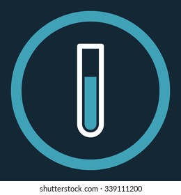 Test Tube vector icon. Style is bicolor flat rounded symbol, blue and white colors, rounded angles, dark blue background.
