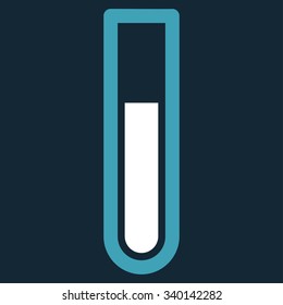 Test Tube vector icon. Style is bicolor flat symbol, blue and white colors, rounded angles, dark blue background.