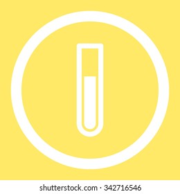 Test Tube vector icon. Style is flat rounded symbol, white color, rounded angles, yellow background.