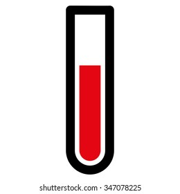 Test Tube vector icon. Style is bicolor flat symbol, intensive red and black colors, rounded angles, white background.
