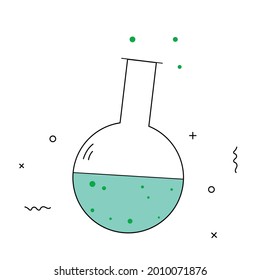 Test Tube Vector Illustration. Science and Pharmacy Concept Flat Illustration. Toxic Symbol Template.