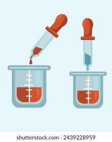 Test tube vector illustration set. Glass test tube laboratory objects for experiment