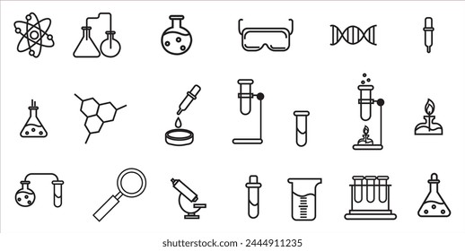 Test tube vector illustration set. Glass test tube laboratory objects for experiment	