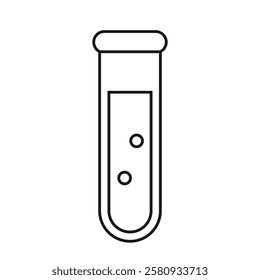 Test tube vector line icon isolated on white background. Simple flat illustration of lab equipment. Thin stroke web design for pharmacy or biochemistry science.