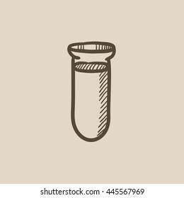 Icono de esbozo del vector del tubo de ensayo aislado en el fondo. Icono del tubo de ensayo dibujado a mano. Icono de boceto de tubo de prueba para infografía, sitio web o aplicación.