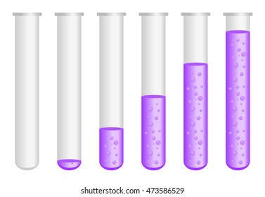 Test tube with violet liquid isolated on white - vector illustration