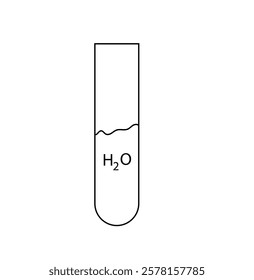 a test tube with water on a white background black outline