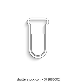 Test tube - white vector icon with  shadow