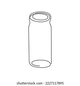 Tubo de prueba, arte de una línea, contorno continuo de dibujo. Vacuna de coronavirus, solución de sustancias, muestreo de sangre para análisis de laboratorio.Concepto de atención médica, dosis de fármaco.ictus editable.Aislado.Vector