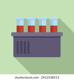 Test tubes blood icon flat vector. Bioprinting medicine. Medical health