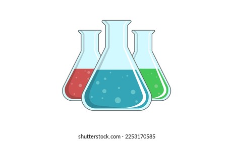 test tubes bubbling sparkling liquid. Science, education, chemistry, experiment, laboratory concept. vector illustration in flat design icon. Vector illustration