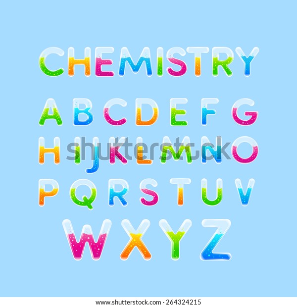 Test Tubes Chemistry Alphabet Colorful Font Stock Vector Royalty Free