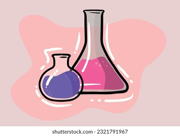Test tubes colorful vector icon. Chemistry lab flask, science symbol.