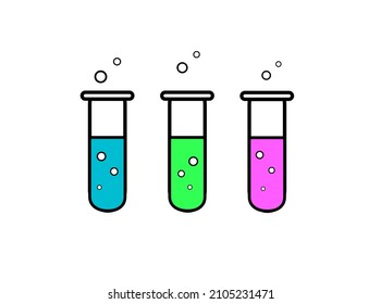Test tubes with different toxic chemicals vector art illustration. Scientific and industrial research in chemistry, Biotechnology in laboratory.