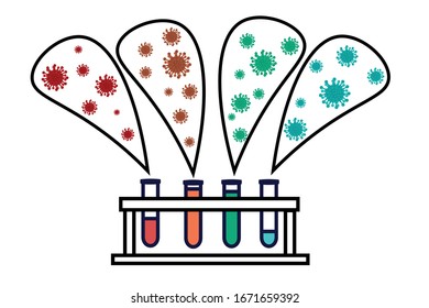 test tubes with different types of virus. Vector.