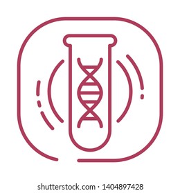 Test tubes with DNA line icon. Concept of fertilization for women. Artificial insemination. Sign for web or mobile app. Outline isolated illustration. UI/UX design element. Logo drawn in line.