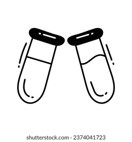 Dibujo de diseño de iconos de los tubos de ensayo. Símbolo de ciencia y tecnología sobre fondo blanco archivo EPS 10