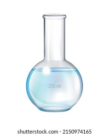 Test tubes flask laboratory glassware realistic composition with isolated image of transparent jar with liquid vector illustration