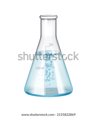 Test tubes flask laboratory glassware realistic composition with isolated image of transparent jar with liquid vector illustration