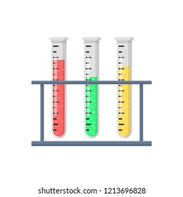 test tubes flat design icon isolated on white background