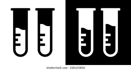 Test Tubes. Glyph Icon in White and Black Version.
