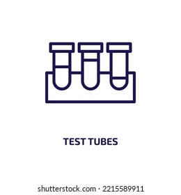 Teströhrensymbol aus der Schulungssammlung. Dünne lineare Teströhren, Test-, Wissenschafts-Umriss-Symbol einzeln auf weißem Hintergrund. Zeilenteströhren-Zeichen, Symbol für Web und Mobile