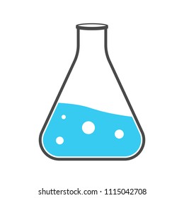 Test tubes icon. Flask with blue liquid. Element of medical, chemistry lab equipment set. Medicine. Vector illustration.