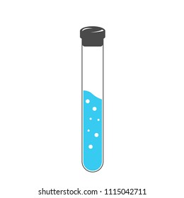 Test tubes icon. Flask with blue liquid. Element of medical, chemistry lab equipment set. Medicine. Vector illustration.