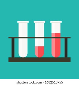 Icono de tubos de prueba. Diseño plano. Silueta de tubos de análisis de sangre. Icono simple. Icono plano moderno en colores elegantes. Elemento de diseño de página de sitio Web y aplicación móvil. EPS 10