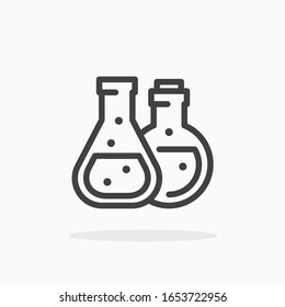 Test tubes icon in line style. For your design, logo. Vector illustration. Editable Stroke.