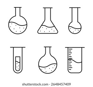 Test Tubes icon set, chemistry lab equipment icon. Line style icons of Chemistry. test tube different style icon vector.