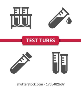 Test Tubes Icons . Professional, pixel perfect icons. EPS 10 format.