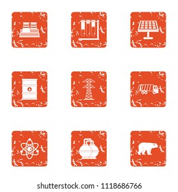 Test tubes icons set. Grunge set of 9 test tubes vector icons for web isolated on white background