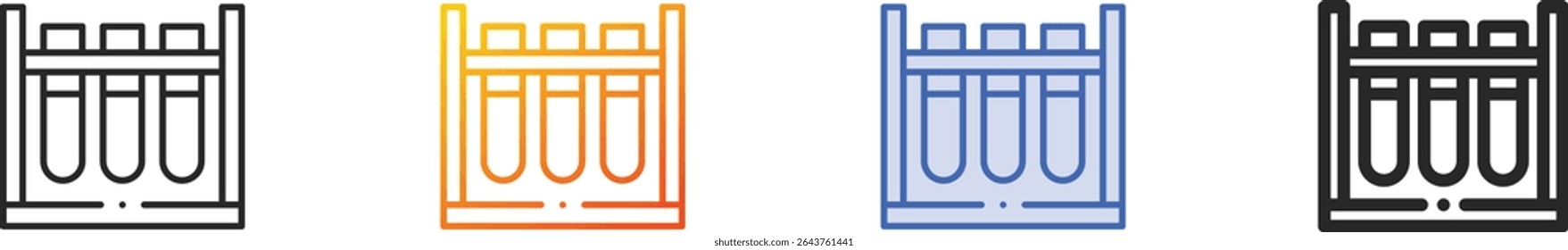 tubos de ensaio icon.Thin Linear, gradiente, azul traço e negrito estilo design isolado no fundo branco