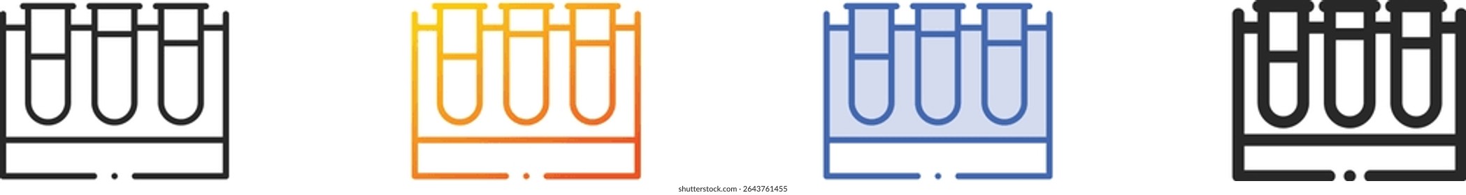 tubos de ensaio icon.Thin Linear, gradiente, azul traço e negrito estilo design isolado no fundo branco