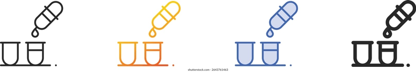 tubos de ensaio icon.Thin Linear, gradiente, azul traço e negrito estilo design isolado no fundo branco