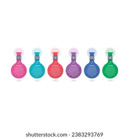 test tubes infographic template. six steps infographic template. internet, magazine, annual report information template. infographic for the world of science, education