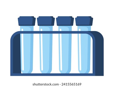 Tubos de prueba. Equipo de laboratorio. Símbolo de experimento de laboratorio. Un vaso de precipitados con productos químicos. Matraz de laboratorio. Concepto de reacción química. Ilustración del vector