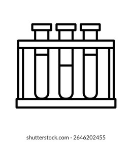 Icono del arte de la línea de los tubos de ensayo aislado en el fondo blanco. Elemento de diseño de Vector perfecto para ciencia, química, laboratorio, investigación, educación, infografía médica, salud, biología, farmacéutica