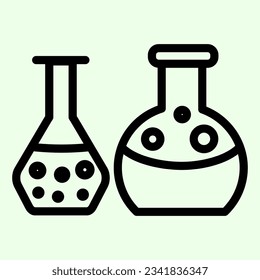 Test tubes line icon. Laboratory flask equipment with liquids outline style pictogram on white background. School chemistry and education signs mobile concept web design. Vector graphics.