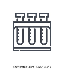 Test tubes line icon. Stand with flasks vector outline sign.