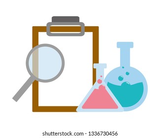 test tubes magnifier and clipboard science