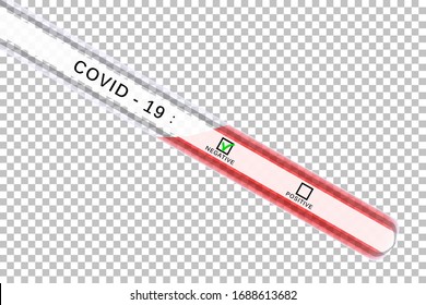 Test tubes with negative result of coronavirus. COVID-19 virus test. Vector illustration.