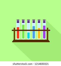 Test tubes on stand icon. Flat illustration of test tubes on stand vector icon for web design
