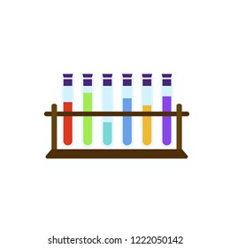 Test tubes on stand icon. Flat illustration of test tubes on stand vector icon for web design