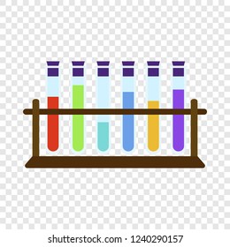 Test tubes on stand icon. Flat illustration of test tubes on stand vector icon for web design